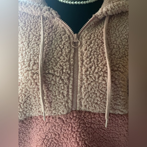 Victoria's Secret PINK Varsity Sherpa Half Zip Pullover Hoodie Pink Colorblock S - Picture 2 of 9